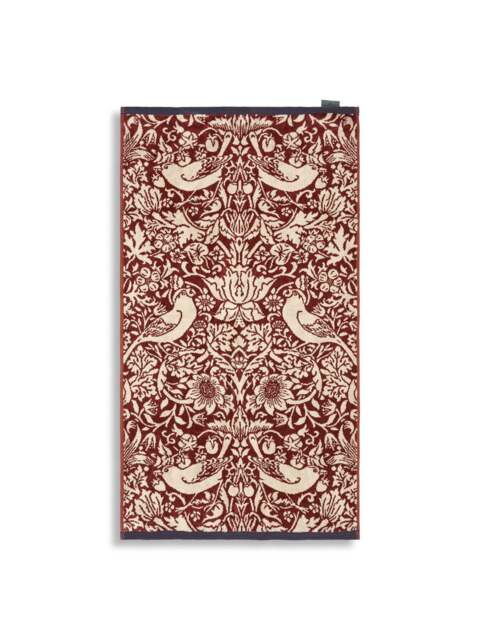 Morris & Co Strawberry Thief Towel in Red, Cotton, Size Bath - image 1