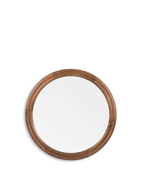 Heal's Genoa Round Wooden Wall Mirror Walnut Finish in Dark Wood, Size 80cm - image 1