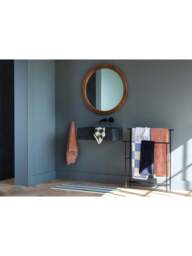 Heal's Genoa Round Wooden Wall Mirror Walnut Finish in Dark Wood, Size 80cm - thumbnail 3