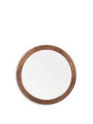 Heal's Genoa Round Wooden Wall Mirror Walnut Finish in Dark Wood, Size 80cm - thumbnail 1