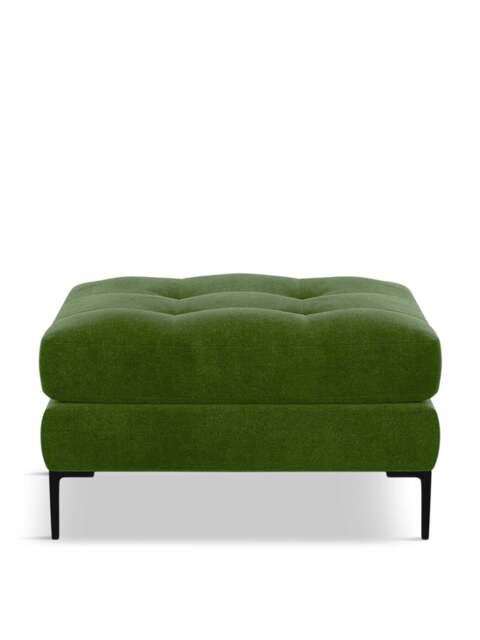 Heal's Eton Footstool Smart Luxe Grass Black Feet in Green, Velvet