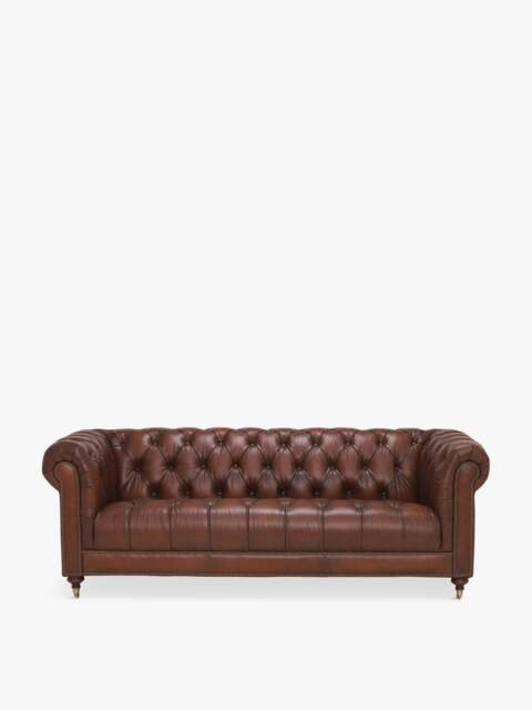 Barker and Stonehouse Ullswater 3.5 Seater Chesterfield Sofa in Vintage Tabac, Leather - image 1