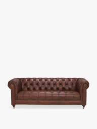 Barker and Stonehouse Ullswater 3.5 Seater Chesterfield Sofa in Vintage Tabac, Leather - thumbnail 1