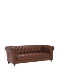 Barker and Stonehouse Ullswater 3.5 Seater Chesterfield Sofa in Vintage Tabac, Leather - thumbnail 2