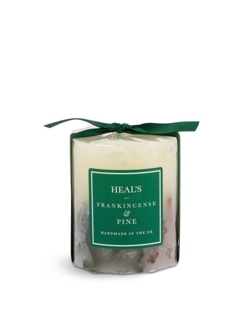 Heal's Frankincense & Short Pillar Candle in Green, Pine