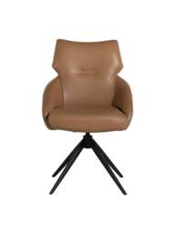Barker and Stonehouse Allier Swivel Dining Chair in Brown, Leather - thumbnail 2