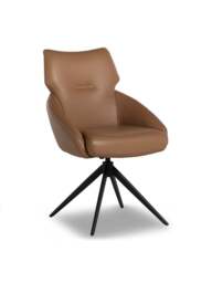 Barker and Stonehouse Allier Swivel Dining Chair in Brown, Leather