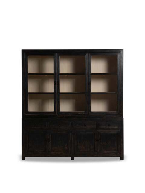 Barker and Stonehouse Dickens Pine Wood Display Cabinet in Black - image 1