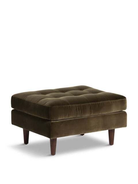Barker and Stonehouse Hemingway Velvet Footstool in Green - image 1