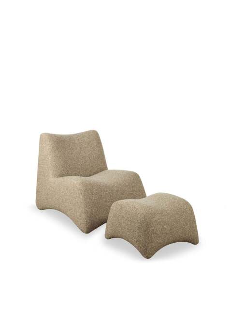 Libra Interiors Bangkok Upholstered Occasional Chair And Stool Brown in Brown/Beige, Size H80xW73xD1 - image 1