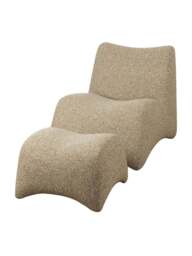 Libra Interiors Bangkok Upholstered Occasional Chair And Stool Brown in Brown/Beige, Size H80xW73xD1 - thumbnail 3