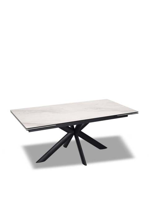 Barker and Stonehouse Obrix Ceramic Extending Dining Table in White, Size 180-260cm