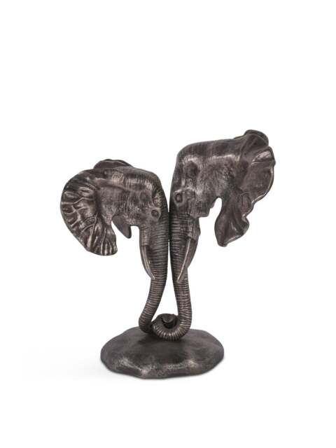 Libra Interiors Kariba Cast Aluminium Nuzzling Elephants Sculpture in Bronze, Size 31x28x25 - image 1