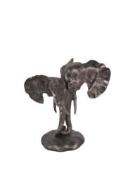 Libra Interiors Kariba Cast Aluminium Nuzzling Elephants Sculpture in Bronze, Size 31x28x25 - thumbnail 3