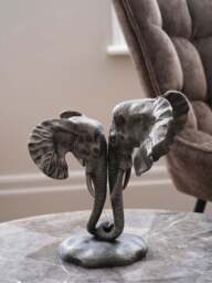 Libra Interiors Kariba Cast Aluminium Nuzzling Elephants Sculpture in Bronze, Size 31x28x25 - thumbnail 2