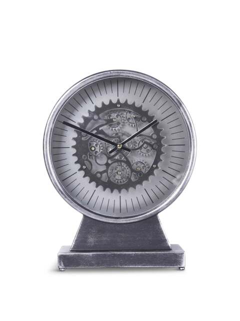 Libra Interiors Palladium Mantel Clock With Moving Dials Black in Black Nickle, Size 25x10x32.5 - image 1