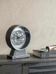 Libra Interiors Palladium Mantel Clock With Moving Dials Black in Black Nickle, Size 25x10x32.5 - thumbnail 2