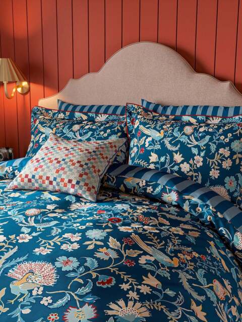 Land & Shore Seaforde Cover Set Blue in Blue/Red, Cotton, Size Double - image 1