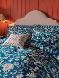 Land & Shore Seaforde Cover Set Blue in Blue/Red, Cotton, Size Double