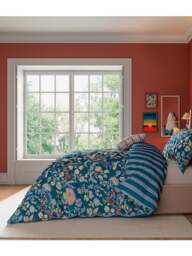 Land & Shore Seaforde Cover Set Blue in Blue/Red, Cotton, Size Double - thumbnail 2