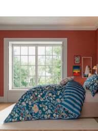Land & Shore Seaforde Cover Set Blue in Blue/Red, Cotton, Size Double - thumbnail 4