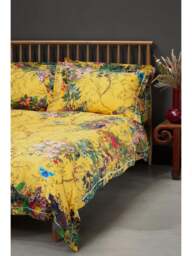 Timorous Beasties Bloomsbury Garden Duvet Cover Set Yellow in Cadmium, Cotton, Size King - thumbnail 1