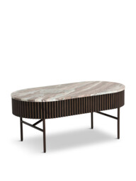 Barker and Stonehouse Gion Oval Brown Marble With Wave Metal Body 100Cm Coffee Table
