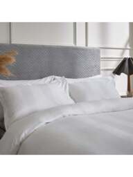 Bedeck of Belfast Fine Linens Serra Dobby Stripe Bedding Cover Set in White, Size Double - thumbnail 3