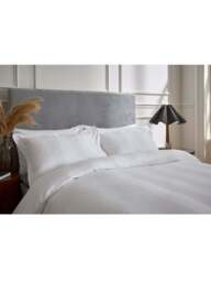 Bedeck of Belfast Fine Linens Serra Dobby Stripe Bedding Cover Set in White, Size Double - thumbnail 4