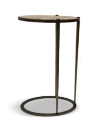 Libra Interiors Iota Oval Accent Table Forest Brown Marble Smoked Gold Frame in Forest Brown Smoked Gold, Wood/Metal
