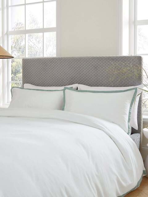 Bedeck of Belfast Fine Linens Olenna 250 Thread Count Sateen Cover Set in Celadon, Cotton, Size Double - image 1