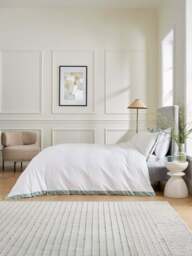 Bedeck of Belfast Fine Linens Olenna 250 Thread Count Sateen Cover Set in Celadon, Cotton, Size Double - thumbnail 2