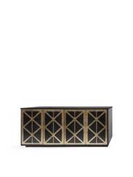Libra Interiors Reeno Fretwork Buffet Sideboard Black in Gold, Size 75x180x45 - thumbnail 1