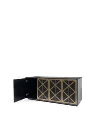 Libra Interiors Reeno Fretwork Buffet Sideboard Black in Gold, Size 75x180x45 - thumbnail 4