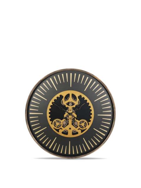 Libra Interiors Palladium Wall Clock With Centre Moving Dials 100 in Black Gold, Size 100x8x100 - image 1