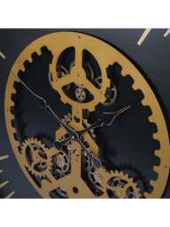Libra Interiors Palladium Wall Clock With Centre Moving Dials 100 in Black Gold, Size 100x8x100 - thumbnail 2