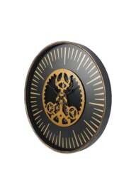 Libra Interiors Palladium Wall Clock With Centre Moving Dials 100 in Black Gold, Size 100x8x100 - thumbnail 3