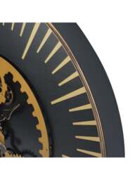 Libra Interiors Palladium Wall Clock With Centre Moving Dials 100 in Black Gold, Size 100x8x100 - thumbnail 4