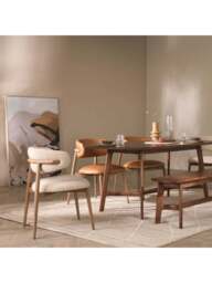 Barker and Stonehouse Lexa Boucle Open Back Curved Dining Chair in Neutral - thumbnail 2