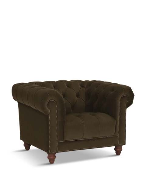 Barker and Stonehouse Ullswater Velvet Chesterfield Armchair in Green - image 1