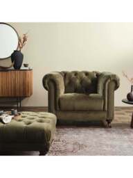 Barker and Stonehouse Ullswater Velvet Chesterfield Armchair in Green - thumbnail 2