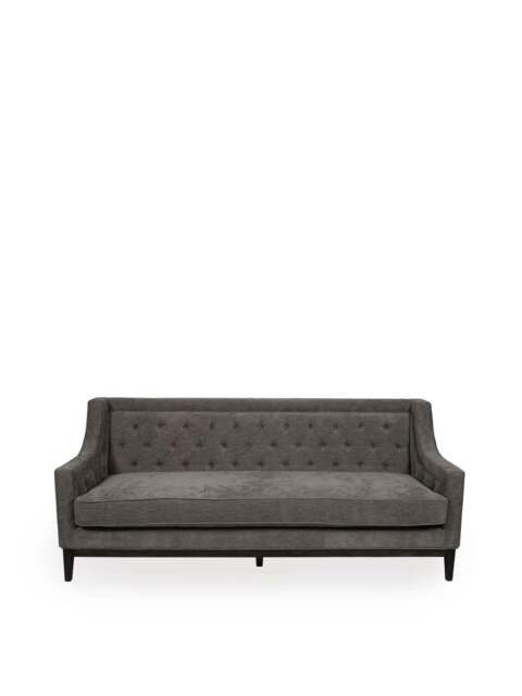 Libra Interiors Theodore Buttoned Sofa Warm in Grey, Wood/Metal, Size 200cm - image 1
