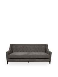 Libra Interiors Theodore Buttoned Sofa Warm in Grey, Wood/Metal, Size 200cm - thumbnail 1