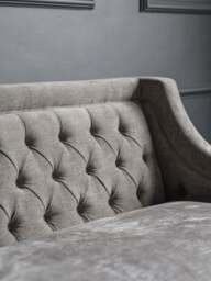 Libra Interiors Theodore Buttoned Sofa Warm in Grey, Wood/Metal, Size 200cm - thumbnail 3
