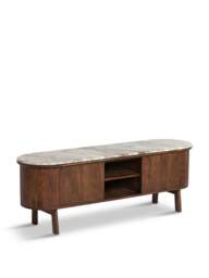 Barker and Stonehouse Cresta Marble And Acacia Wood Tv Unit in Brown