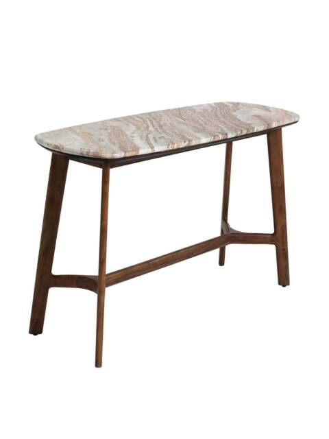 Barker and Stonehouse Cresta Marble Console Table With Acacia Wood Base in Brown - image 1