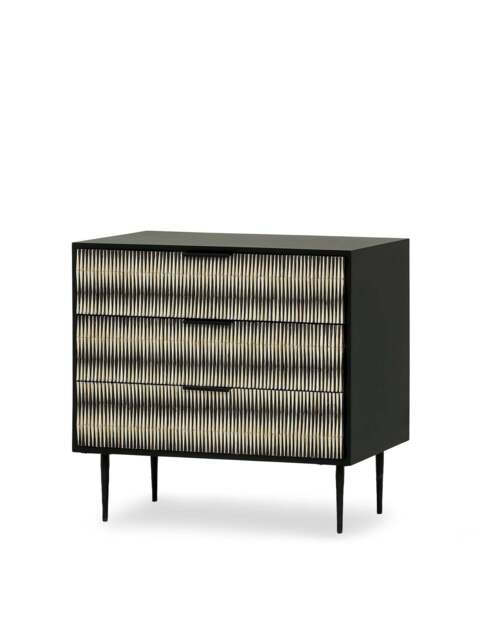 Libra Interiors Imperia Bone Inlay Chest Of Drawers Black in Black/Ivory, Size H80xW90xD4 - image 1