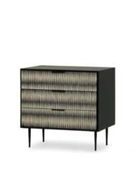Libra Interiors Imperia Bone Inlay Chest Of Drawers Black in Black/Ivory, Size H80xW90xD4 - thumbnail 1