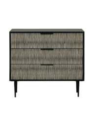 Libra Interiors Imperia Bone Inlay Chest Of Drawers Black in Black/Ivory, Size H80xW90xD4 - thumbnail 3