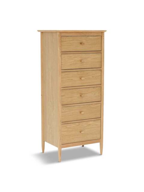 Barker and Stonehouse Teramo Oak Wood 6 Drawer Tall Chest in Brown - image 1
